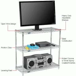 Nexel® Chrome, 3 Tier, Wire Shelving Starter Unit, 36"W x 14"D x 34"H 15 Nexel® Chrome, 3 Tier, Wire Shelving Starter Unit, 36"W x 14"D x 34"H -Shelving Sales Store 798797 1wco