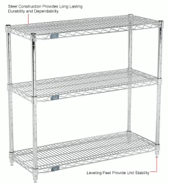 Nexel® Chrome, 3 Tier, Wire Shelving Starter Unit, 36"W x 14"D x 34"H 16 Nexel® Chrome, 3 Tier, Wire Shelving Starter Unit, 36"W x 14"D x 34"H -Shelving Sales Store 798797 2wco
