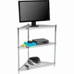 Nexel® Chrome, 3 Tier, Corner Wire Shelving 32"W x 24"D x 34"H -Shelving Sales Store 798803 02