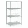 Nexel®, Nexelate®, Silver Epoxy, 4 Tier, Wire Shelving Starter Unit, 36"W x 36"D x 63"H