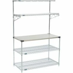 Nexel® Industrial Microwave Food Prep Station, 48"W x 24"D x 74"H, Chrome