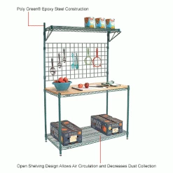 Nexel® Poly-Green® Industrial Food Prep Station, 48"W x 24"D x 74"H 12 Nexel® Poly-Green® Industrial Food Prep Station, 48"W x 24"D x 74"H -Shelving Sales Store 806280IN 1wco