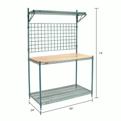 Nexel® Poly-Green® Industrial Food Prep Station, 48"W x 24"D x 74"H 15 Nexel® Poly-Green® Industrial Food Prep Station, 48"W x 24"D x 74"H -Shelving Sales Store 806280IN dim