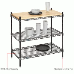 Nexel® Black Epoxy, 3 Tier, Display Unit, 36"W x 18"D x 34"H 10 Nexel® Black Epoxy, 3 Tier, Display Unit, 36"W x 18"D x 34"H -Shelving Sales Store 806442B3IN 2wco