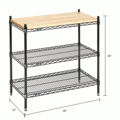 Nexel® Black Epoxy, 3 Tier, Display Unit, 36"W x 18"D x 34"H 11 Nexel® Black Epoxy, 3 Tier, Display Unit, 36"W x 18"D x 34"H -Shelving Sales Store 806442B3IN dim