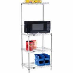 Nexel® Poly-Z-Brite®, 4 Tier, Single Station Microwave Shelving, 24"W x 18"D x 63"H