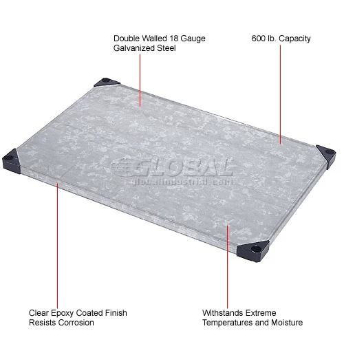 Nexel® S2436SZ Solid Galvanized Shelf 36"W x 24"D 9 Nexel® S2436SZ Solid Galvanized Shelf 36"W x 24"D - Image 9