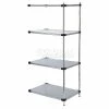 Nexel® Galvanized Steel, 4 Tier, Solid Shelving Add-On Unit, 54"Wx24"Dx74"H