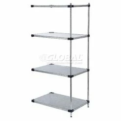 Nexel® Galvanized Steel, 4 Tier, Solid Shelving Add-On Unit, 54"Wx24"Dx74"H
