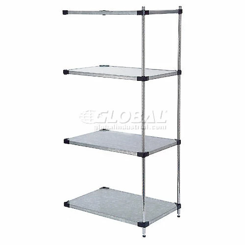Nexel® Galvanized Steel, 4 Tier, Solid Shelving Add-On Unit, 42"Wx18"Dx54"H 1 Nexel® Galvanized Steel, 4 Tier, Solid Shelving Add-On Unit, 42"Wx18"Dx54"H