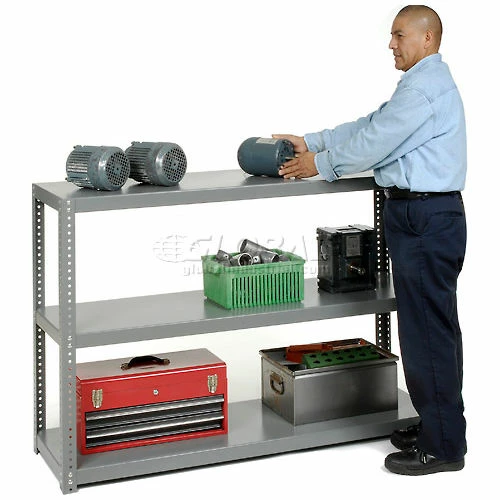 Global Industrial Extra Heavy Duty Shelving, 72"W x 24"D x 39"H, 3 Shelves, Gray 3 Global Industrial Extra Heavy Duty Shelving, 72"W x 24"D x 39"H, 3 Shelves, Gray - Image 3