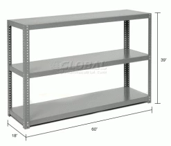 Global Industrial Extra Heavy Duty Shelving, 60"W x 18"D x 39"H, 3 Shelves, Gray 18 Global Industrial Extra Heavy Duty Shelving, 60"W x 18"D x 39"H, 3 Shelves, Gray -Shelving Sales Store 968602 dim