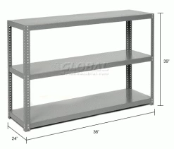 Global Industrial Extra Heavy Duty Shelving, 36"W x 24"D x 39"H, 3 Shelves, Gray 18 Global Industrial Extra Heavy Duty Shelving, 36"W x 24"D x 39"H, 3 Shelves, Gray -Shelving Sales Store 968603 dim