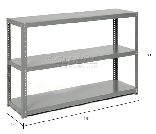 Global Industrial Extra Heavy Duty Shelving, 36"W x 24"D x 39"H, 3 Shelves, Gray 9 Global Industrial Extra Heavy Duty Shelving, 36"W x 24"D x 39"H, 3 Shelves, Gray - Image 9