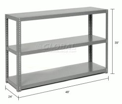 Global Industrial Extra Heavy Duty Shelving, 48"W x 24"D x 39"H, 3 Shelves, Gray 18 Global Industrial Extra Heavy Duty Shelving, 48"W x 24"D x 39"H, 3 Shelves, Gray -Shelving Sales Store 968604 dim