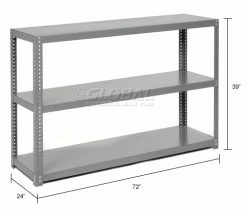 Global Industrial Extra Heavy Duty Shelving, 72"W x 24"D x 39"H, 3 Shelves, Gray 18 Global Industrial Extra Heavy Duty Shelving, 72"W x 24"D x 39"H, 3 Shelves, Gray -Shelving Sales Store 968606 dim