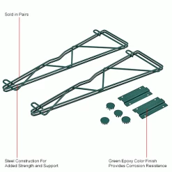 Nexel® Poly-Green® Single Arm Fixed Wall Bracket, 21" (Pair) 12 Nexel® Poly-Green® Single Arm Fixed Wall Bracket, 21" (Pair) -Shelving Sales Store AB21GZIN 1wco