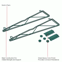 Nexel® Poly-Green® Single Arm Fixed Wall Bracket, 24" (Pair) 12 Nexel® Poly-Green® Single Arm Fixed Wall Bracket, 24" (Pair) -Shelving Sales Store AB24GZIN 1wco