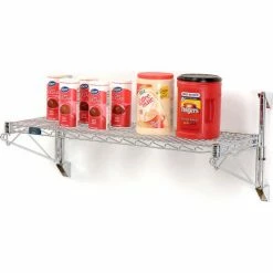 Nexel® Chrome Wall Mount Wire Shelving 48"W x 24"D x 14"H 1 - Shelf Starter