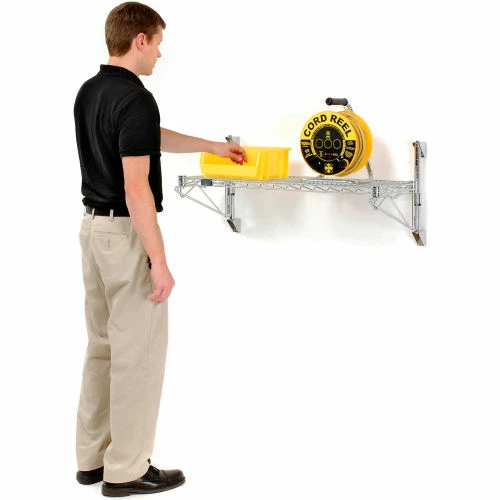 Nexel® Chrome Wall Mount Wire Shelving 36"W x 18"D x 14"H 1 - Shelf Starter 2 Nexel® Chrome Wall Mount Wire Shelving 36"W x 18"D x 14"H 1 - Shelf Starter - Image 2