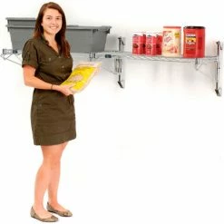 Nexel® Chrome Wall Mount Wire Shelving 48"W x 18"D x 14"H 1 - Shelf Add-On