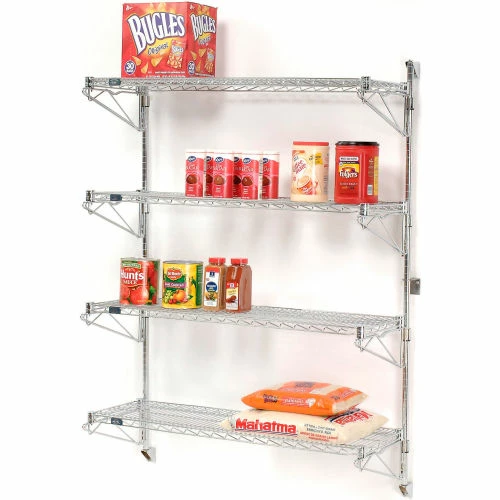 Nexel® Chrome Wall Mount Wire Shelving 48"W x 14"D x 63"H 4 - Shelf Starter 8 Nexel® Chrome Wall Mount Wire Shelving 48"W x 14"D x 63"H 4 - Shelf Starter - Image 8