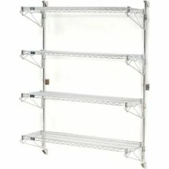 Nexel® Chrome Wall Mount Wire Shelving 72"W x 14"D x 63"H 4 - Shelf Starter 8 Nexel® Chrome Wall Mount Wire Shelving 72"W x 14"D x 63"H 4 - Shelf Starter -Shelving Sales Store B1137035 07 13