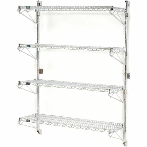 Nexel® Chrome Wall Mount Wire Shelving 54"W x 24"D x 63"H 4 - Shelf Starter 4 Nexel® Chrome Wall Mount Wire Shelving 54"W x 24"D x 63"H 4 - Shelf Starter - Image 4