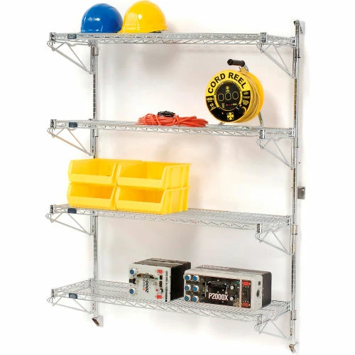 Nexel® Chrome Wall Mount Wire Shelving 48"W x 14"D x 63"H 4 - Shelf Starter 9 Nexel® Chrome Wall Mount Wire Shelving 48"W x 14"D x 63"H 4 - Shelf Starter - Image 9