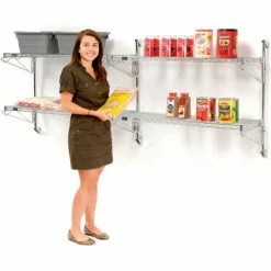 Nexel® Chrome Wall Mount Wire Shelving 48"W x 24"D x 34"H 2 - Shelf Add-On