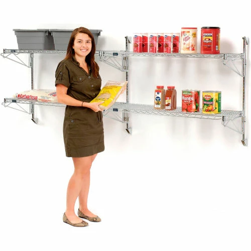Nexel® Chrome Wall Mount Wire Shelving 48"W x 14"D x 34"H 2 - Shelf Add-On 2 Nexel® Chrome Wall Mount Wire Shelving 48"W x 14"D x 34"H 2 - Shelf Add-On - Image 2
