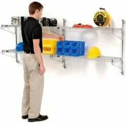 Nexel® Chrome Wall Mount Wire Shelving 48"W x 14"D x 34"H 2 - Shelf Add-On 15 Nexel® Chrome Wall Mount Wire Shelving 48"W x 14"D x 34"H 2 - Shelf Add-On -Shelving Sales Store B1137113 03 2