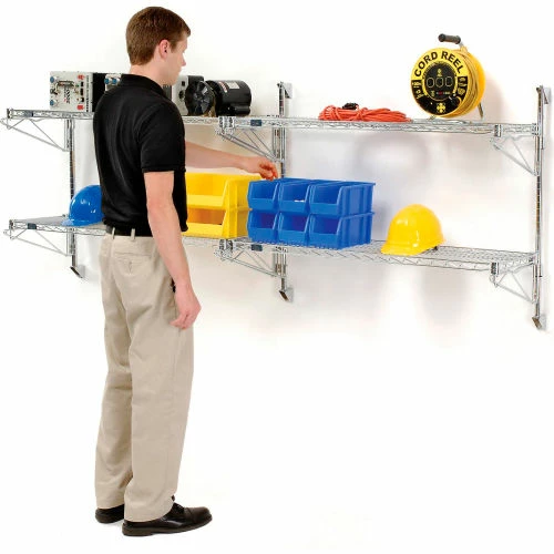 Nexel® Chrome Wall Mount Wire Shelving 30"W x 18"D x 34"H 2 - Shelf Add-On 2 Nexel® Chrome Wall Mount Wire Shelving 30"W x 18"D x 34"H 2 - Shelf Add-On - Image 2