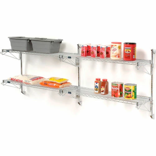 Nexel® Chrome Wall Mount Wire Shelving 60"W x 24"D x 34"H 2 - Shelf Add-On 4 Nexel® Chrome Wall Mount Wire Shelving 60"W x 24"D x 34"H 2 - Shelf Add-On - Image 4