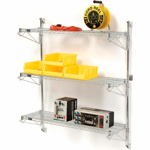 Nexel® Chrome Wall Mount Wire Shelving 48"W x 14"D x 54"H 3 - Shelf Starter 8 Nexel® Chrome Wall Mount Wire Shelving 48"W x 14"D x 54"H 3 - Shelf Starter - Image 8