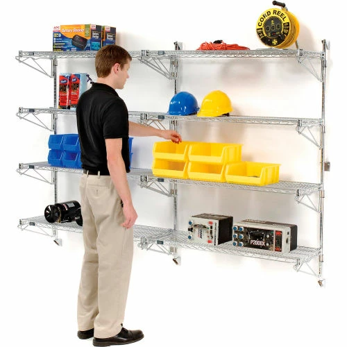 Nexel® Chrome Wall Mount Wire Shelving 30"W x 14"D x 63"H 4 - Shelf Add-On 2 Nexel® Chrome Wall Mount Wire Shelving 30"W x 14"D x 63"H 4 - Shelf Add-On - Image 2