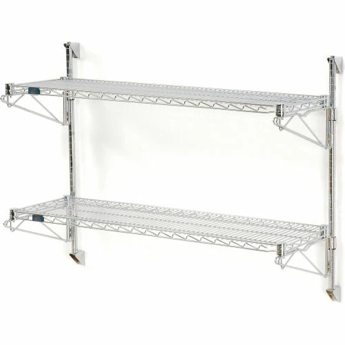 Nexel® Chrome Wall Mount Wire Shelving 48"W x 14"D x 34"H 2 - Shelf Starter 1 Nexel® Chrome Wall Mount Wire Shelving 48"W x 14"D x 34"H 2 - Shelf Starter