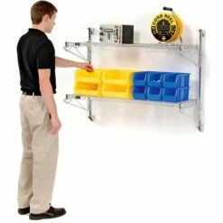 Nexel® Chrome Wall Mount Wire Shelving 48"W x 14"D x 34"H 2 - Shelf Starter 12 Nexel® Chrome Wall Mount Wire Shelving 48"W x 14"D x 34"H 2 - Shelf Starter -Shelving Sales Store B1137186 02