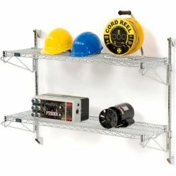 Nexel® Chrome Wall Mount Wire Shelving 48"W x 14"D x 34"H 2 - Shelf Starter 16 Nexel® Chrome Wall Mount Wire Shelving 48"W x 14"D x 34"H 2 - Shelf Starter -Shelving Sales Store B1137186 06