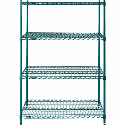 Nexel® Poly-Green®, 4 Tier, Wire Shelving Starter Unit, 42"W x 21"D x 54"H 3 Nexel® Poly-Green®, 4 Tier, Wire Shelving Starter Unit, 42"W x 21"D x 54"H - Image 3