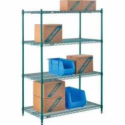 Nexel® Poly-Green®, 4 Tier, Wire Shelving Starter Unit, 42"W x 21"D x 54"H 26 Nexel® Poly-Green®, 4 Tier, Wire Shelving Starter Unit, 42"W x 21"D x 54"H -Shelving Sales Store B1137191 06