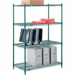 Nexel® Poly-Green®, 4 Tier, Wire Shelving Starter Unit, 42"W x 21"D x 54"H 27 Nexel® Poly-Green®, 4 Tier, Wire Shelving Starter Unit, 42"W x 21"D x 54"H -Shelving Sales Store B1137191 07
