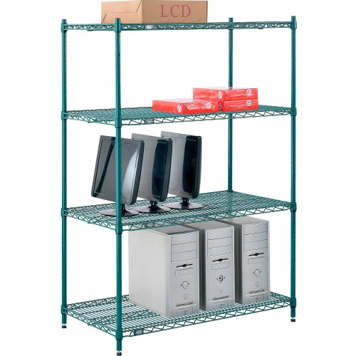 Nexel® Poly-Green®, 4 Tier, Wire Shelving Starter Unit, 42"W x 21"D x 54"H 8 Nexel® Poly-Green®, 4 Tier, Wire Shelving Starter Unit, 42"W x 21"D x 54"H - Image 8