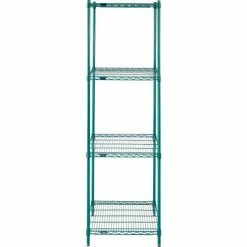 Nexel® Poly-Green®, 4 Tier, Wire Shelving Starter Unit, 24"W x 21"D x 86"H -Shelving Sales Store B1137201 02