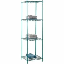 Nexel® Poly-Green®, 4 Tier, Wire Shelving Starter Unit, 24"W x 21"D x 86"H -Shelving Sales Store B1137201 04