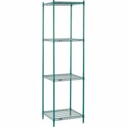 Nexel® Poly-Green®, 4 Tier, Wire Shelving Starter Unit, 24"W x 21"D x 86"H -Shelving Sales Store B1137201 05