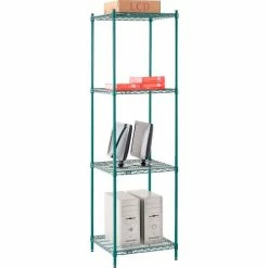 Nexel® Poly-Green®, 4 Tier, Wire Shelving Starter Unit, 24"W x 21"D x 86"H -Shelving Sales Store B1137201 07