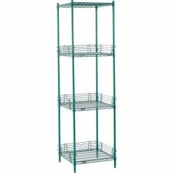 Nexel® Poly-Green®, 4 Tier, Wire Shelving Starter Unit, 24"W x 21"D x 86"H -Shelving Sales Store B1137201 08
