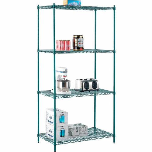 Nexel® Poly-Green®, 4 Tier, Wire Shelving Starter Unit, 42"W x 24"D x 86"H 1 Nexel® Poly-Green®, 4 Tier, Wire Shelving Starter Unit, 42"W x 24"D x 86"H