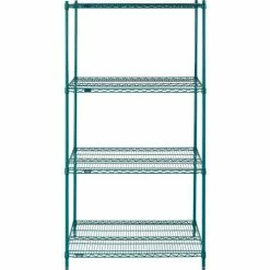 Nexel® Poly-Green®, 4 Tier, Wire Shelving Starter Unit, 42"W x 24"D x 86"H 27 Nexel® Poly-Green®, 4 Tier, Wire Shelving Starter Unit, 42"W x 24"D x 86"H -Shelving Sales Store B1137204 02